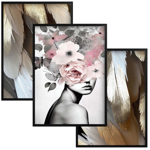 Plakaty Obrazy ścienne Dekoracja do salonu sypialni Glamour Złoto Kobieta