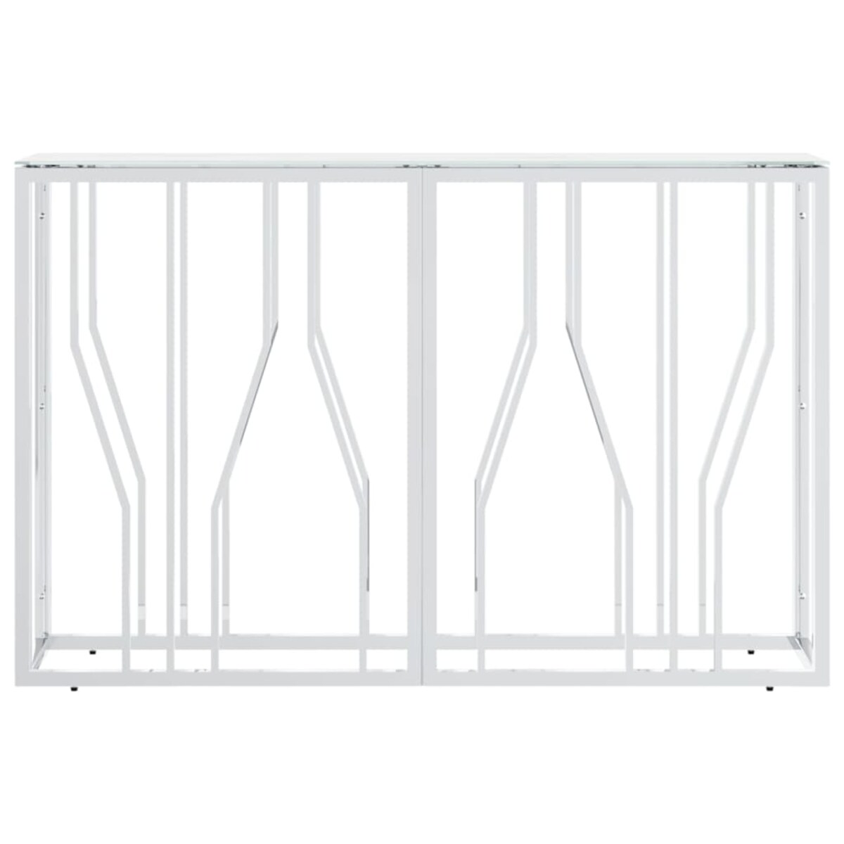 vidaXL Stolik konsolowy, srebrny, 110x30x70cm, stal nierdzewna i szkło