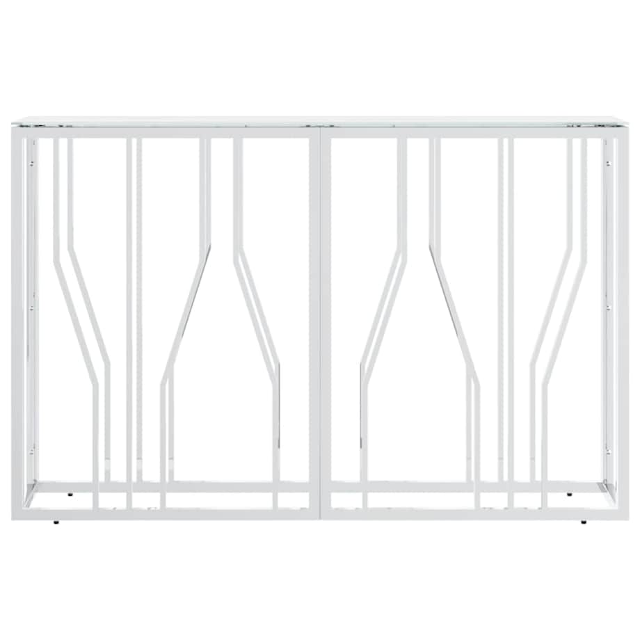 vidaXL Stolik konsolowy, srebrny, 110x30x70cm, stal nierdzewna i szkło