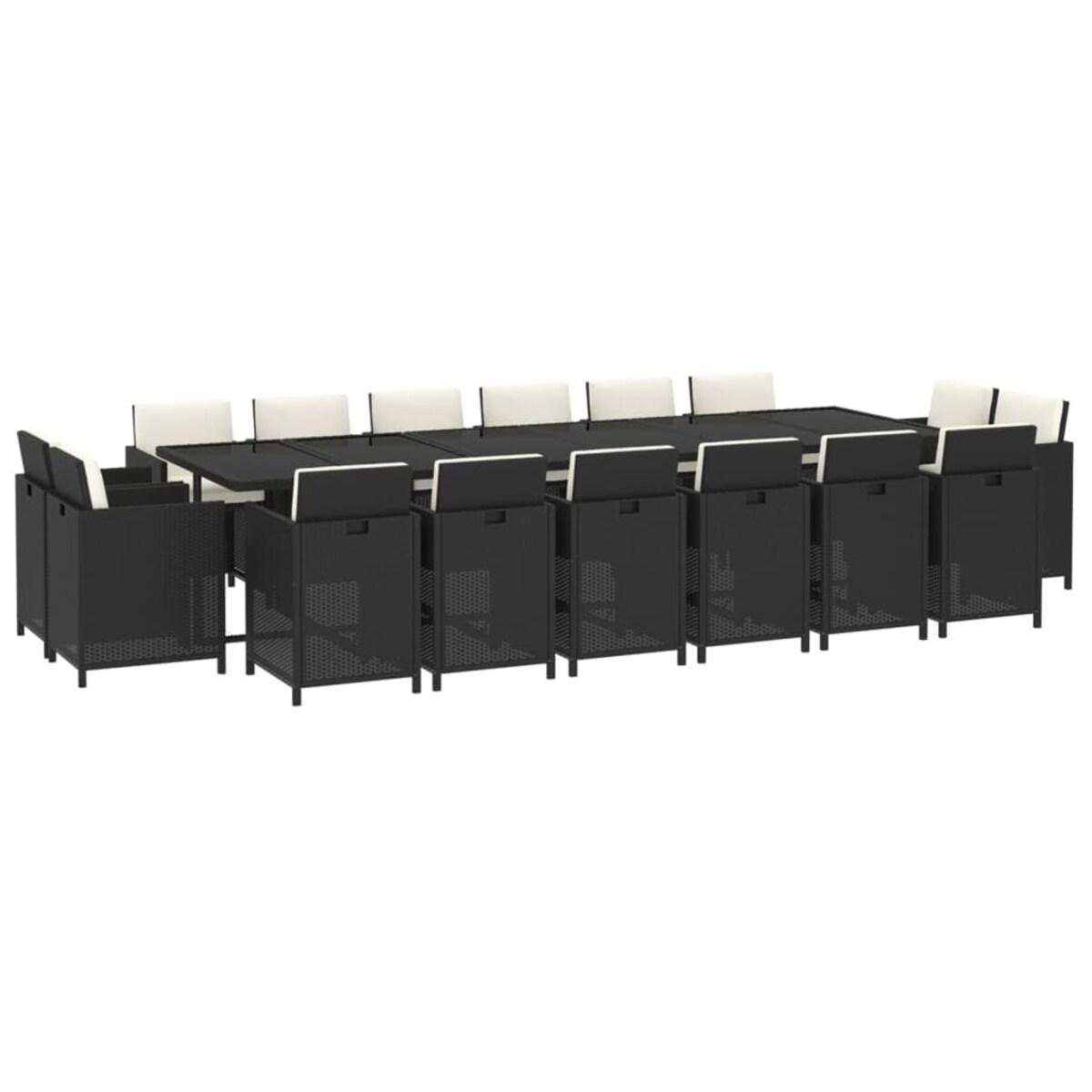 vidaXL 17-cz. zestaw mebli ogrodowych z poduszkami, polirattan, czarny