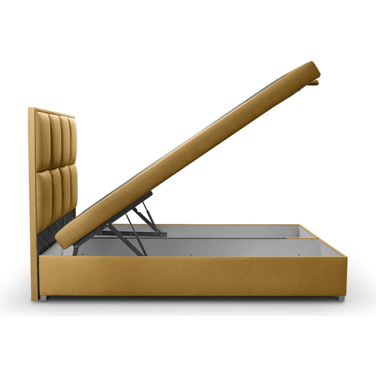 Łóżko tapicerowane ARCHIE 140x200 z pojemnikiem, Miodowy, tkanina Megan 356