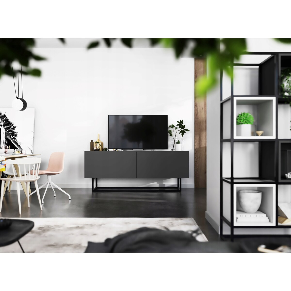 Szafka RTV Loft Industrialna Komoda RTV Grafit MAT 120 cm