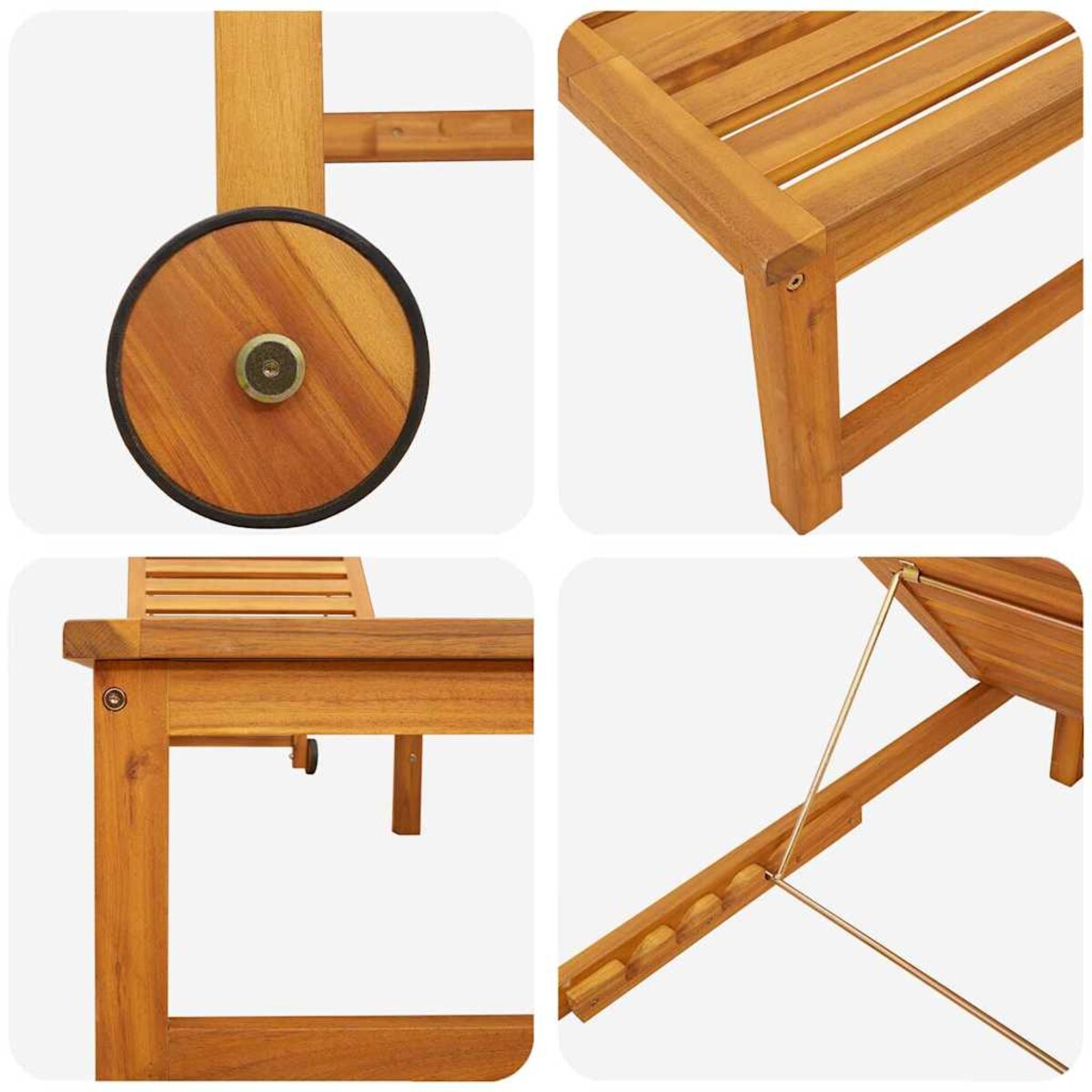 vidaXL Leżak 1-osoba Brązowy 53 x 202 x 89cm Lite drewno akacjowe