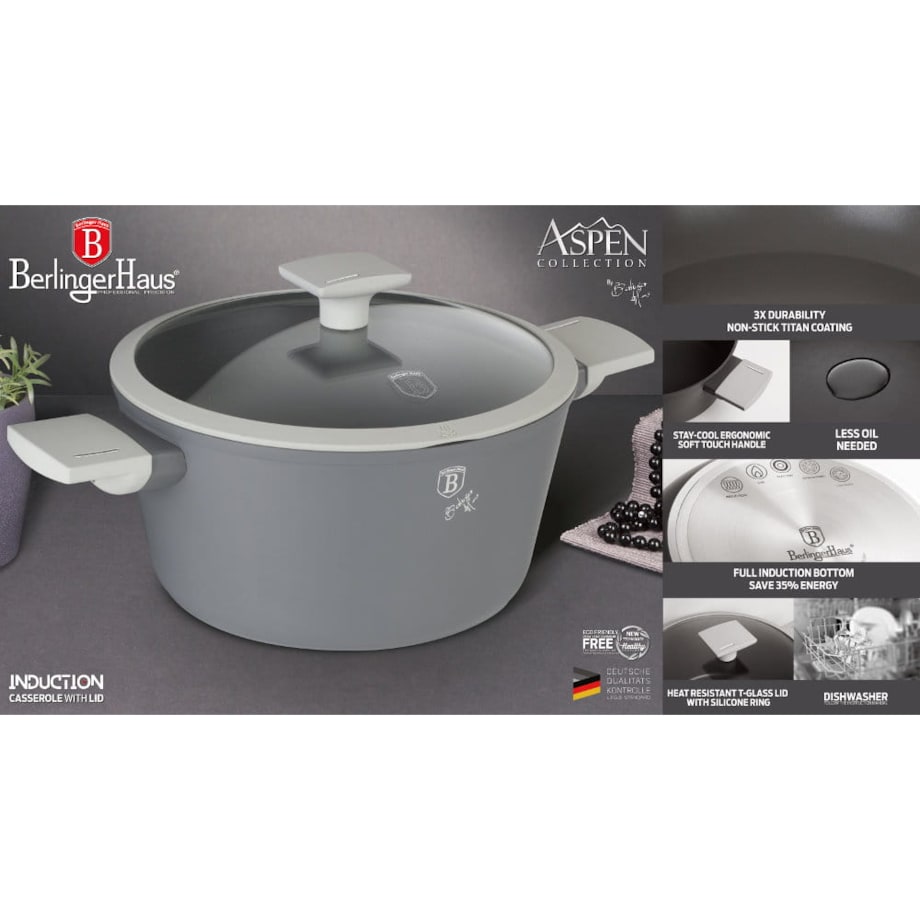 Garnek 24cm 4,1L z powłoką tytanową Aspen Berlinger Haus BH-7067