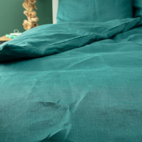 Komplet pościeli lnianej Linen 160x200cm emerald green, 160 x 200 cm/ 2 x 80 x 70 cm