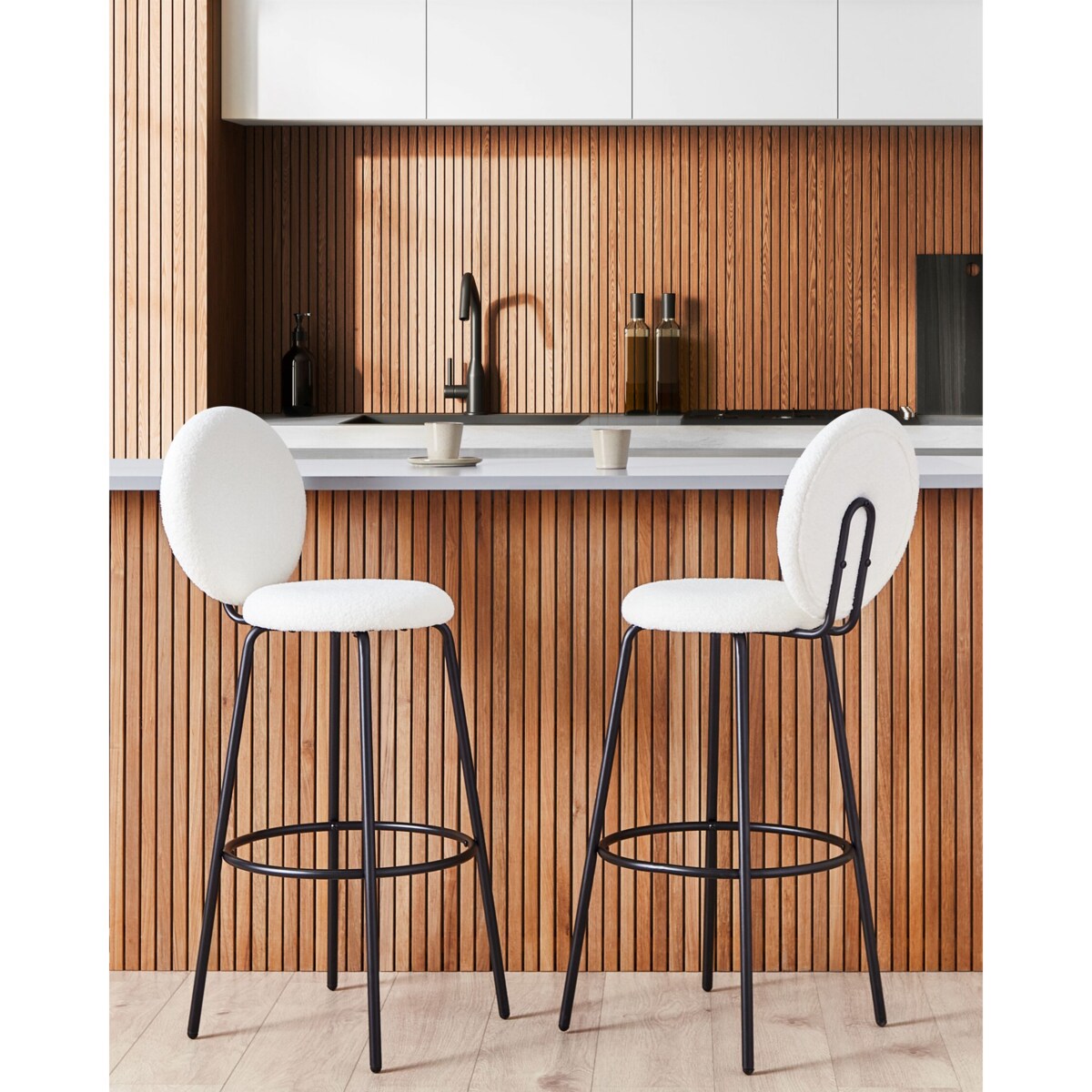 Zestaw 2 krzeseł barowych boucle biały EMERY