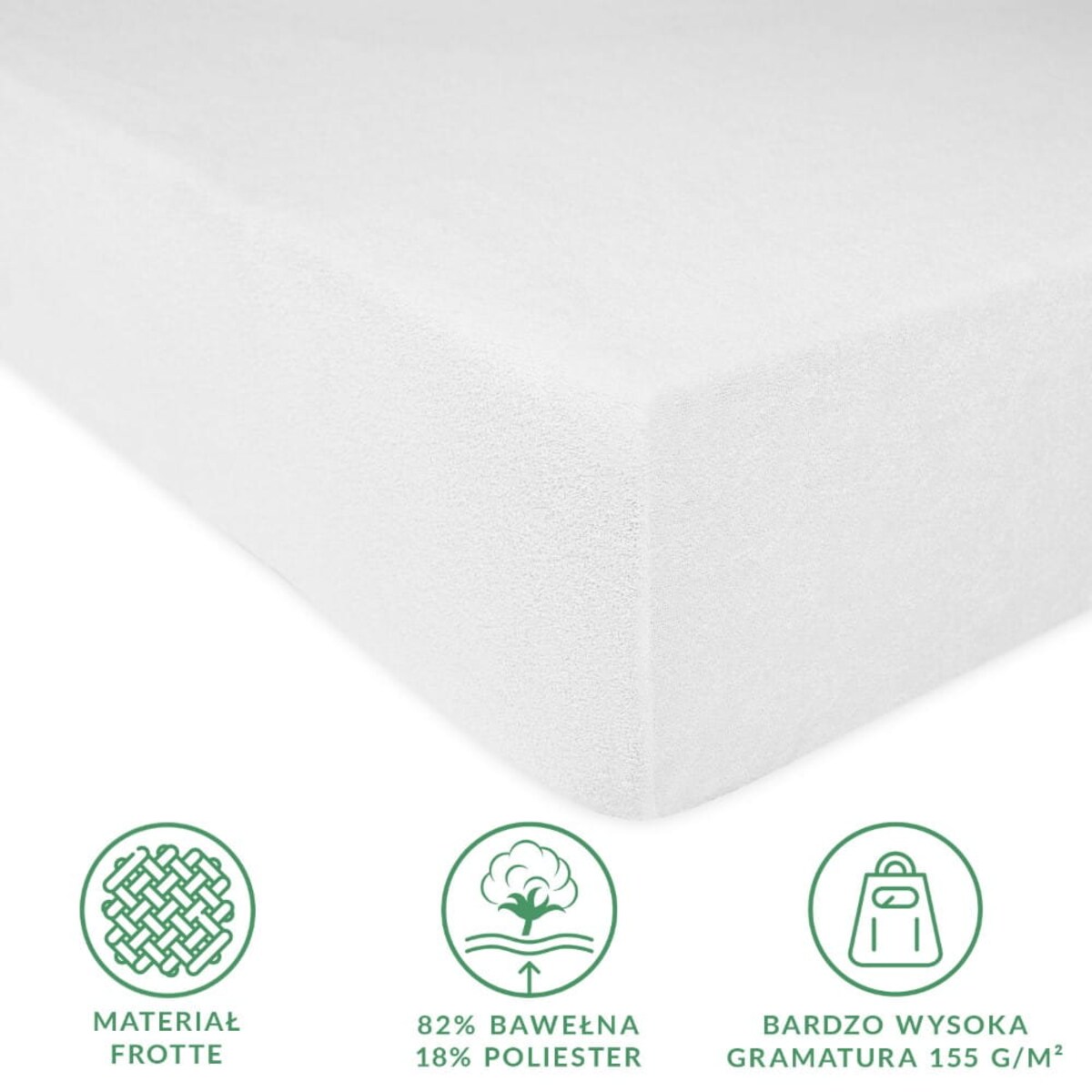 Prześcieradło z bawełny frotte z gumką 60x120 kolor biały