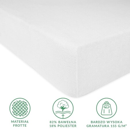 Prześcieradło z bawełny frotte z gumką 60x120 kolor biały