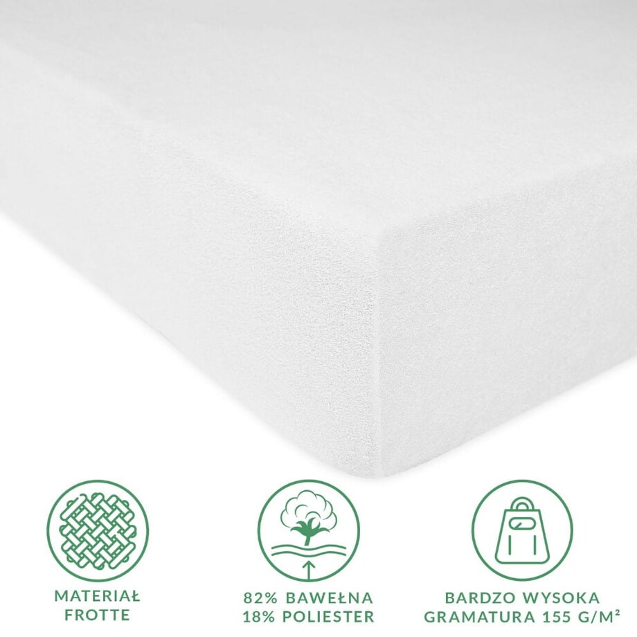 Prześcieradło z bawełny frotte z gumką 60x120 kolor biały