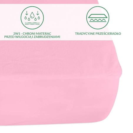Prześcieradło ochronne wodoodporne z gumką 2w1, rozmiar 80x200 SG kolor róż
