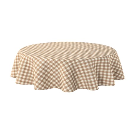 Obrus okrągły 160 x 160 cm beżowo-biała kratka (1,5x1,5cm)