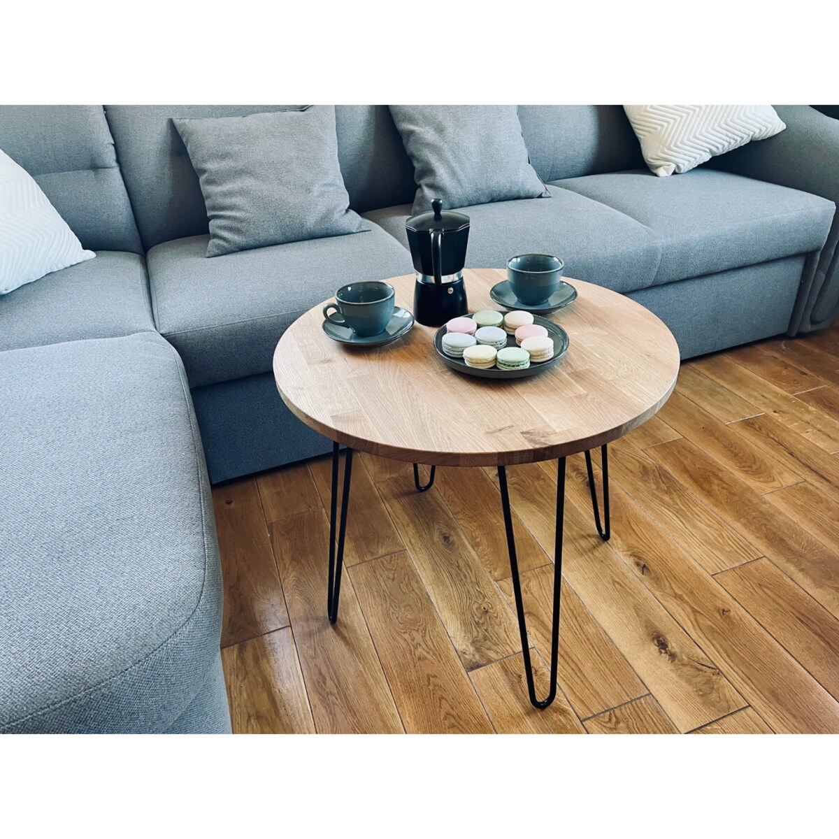 Stolik kawowy Tavolo dębowy LOFT okrągły 60cm