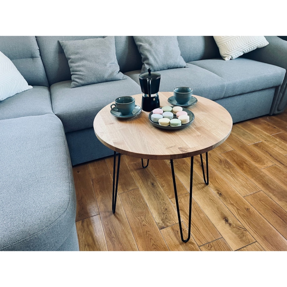 Stolik kawowy Tavolo dębowy LOFT okrągły 60cm