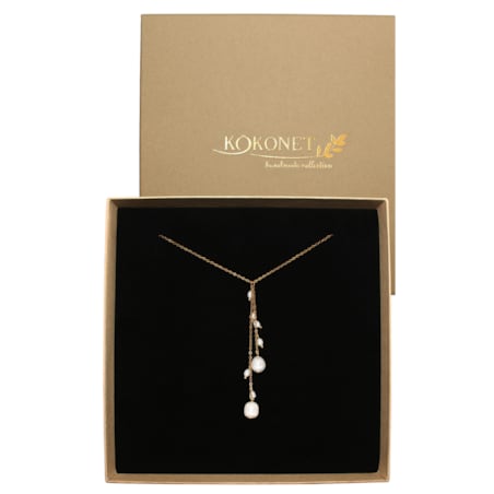 Wiszący naszyjnik krawatka perły głęboki dekolt ELEGANCKI ręcznie robiony