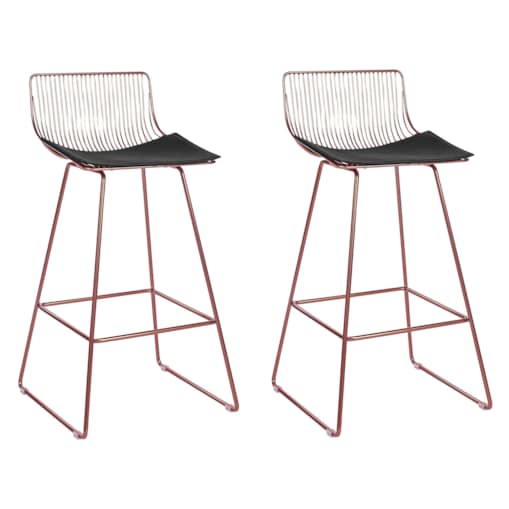 Zestaw 2 krzeseł barowych metalowy złoty róż FREDONIA