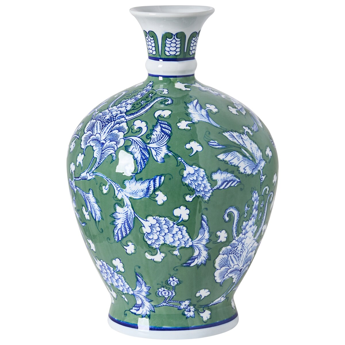 Wazon na kwiaty VALLADOLID Porcelana 36 cm Zielony