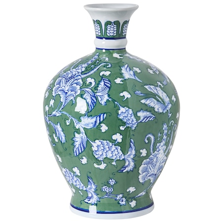 Wazon na kwiaty VALLADOLID Porcelana 36 cm Zielony