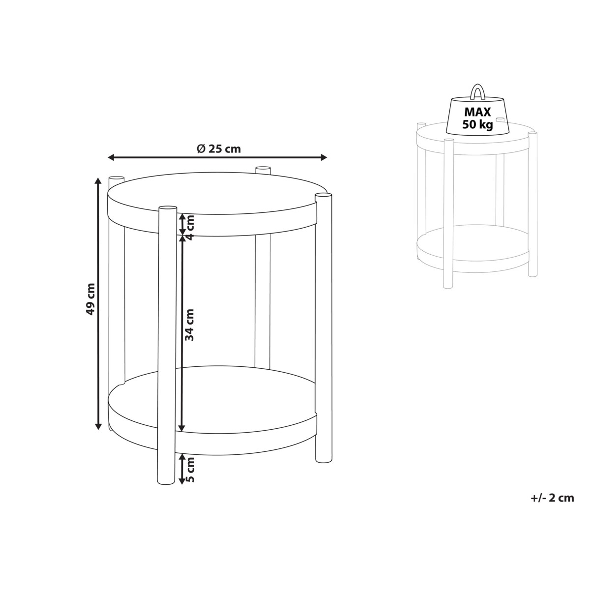 Stolik pomocniczy CONNELL Imitacja drewna Jasnobrązowy