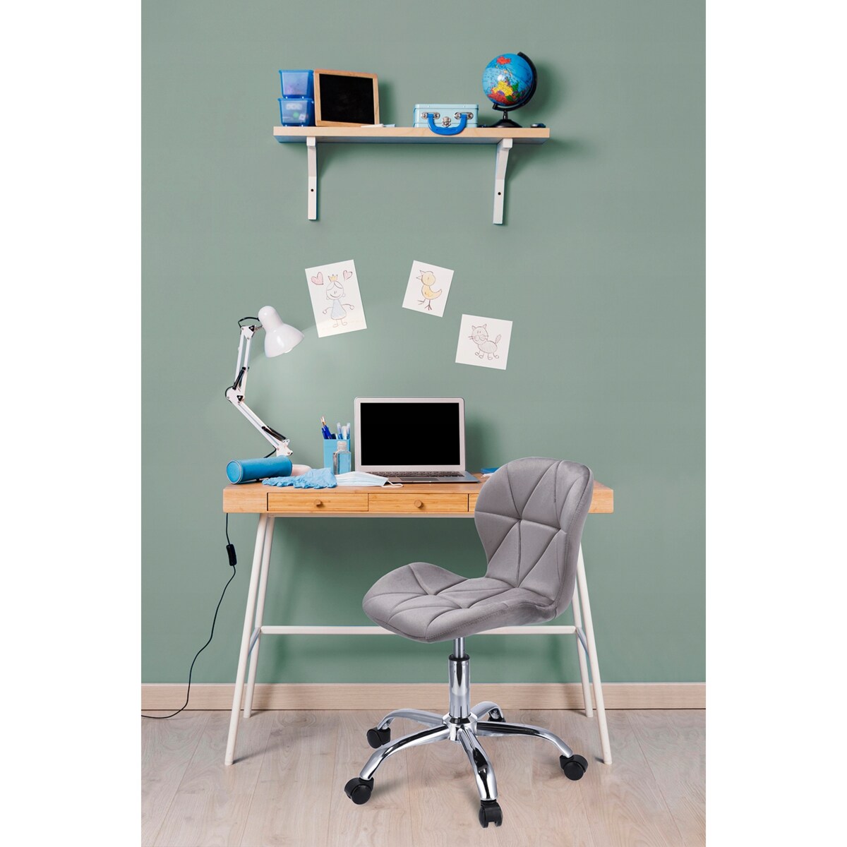 Krzesło welurowe obrotowe ENDO szare