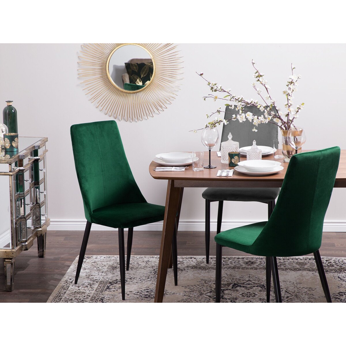 Zestaw 2 krzeseł do jadalni welurowy zielony CLAYTON