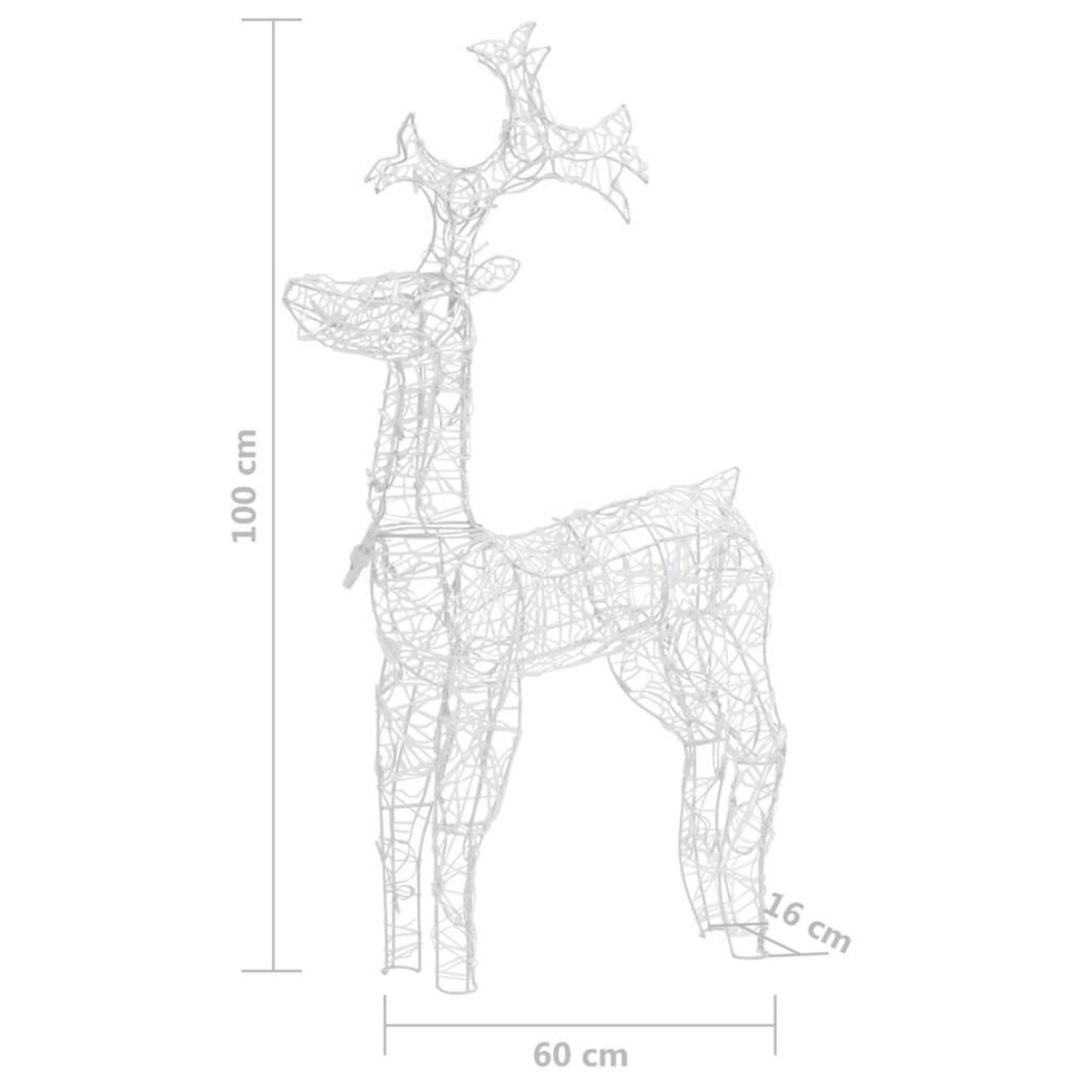 vidaXL Świąteczna dekoracja, renifer, 90 diod LED, 60x16x100 cm, akryl
