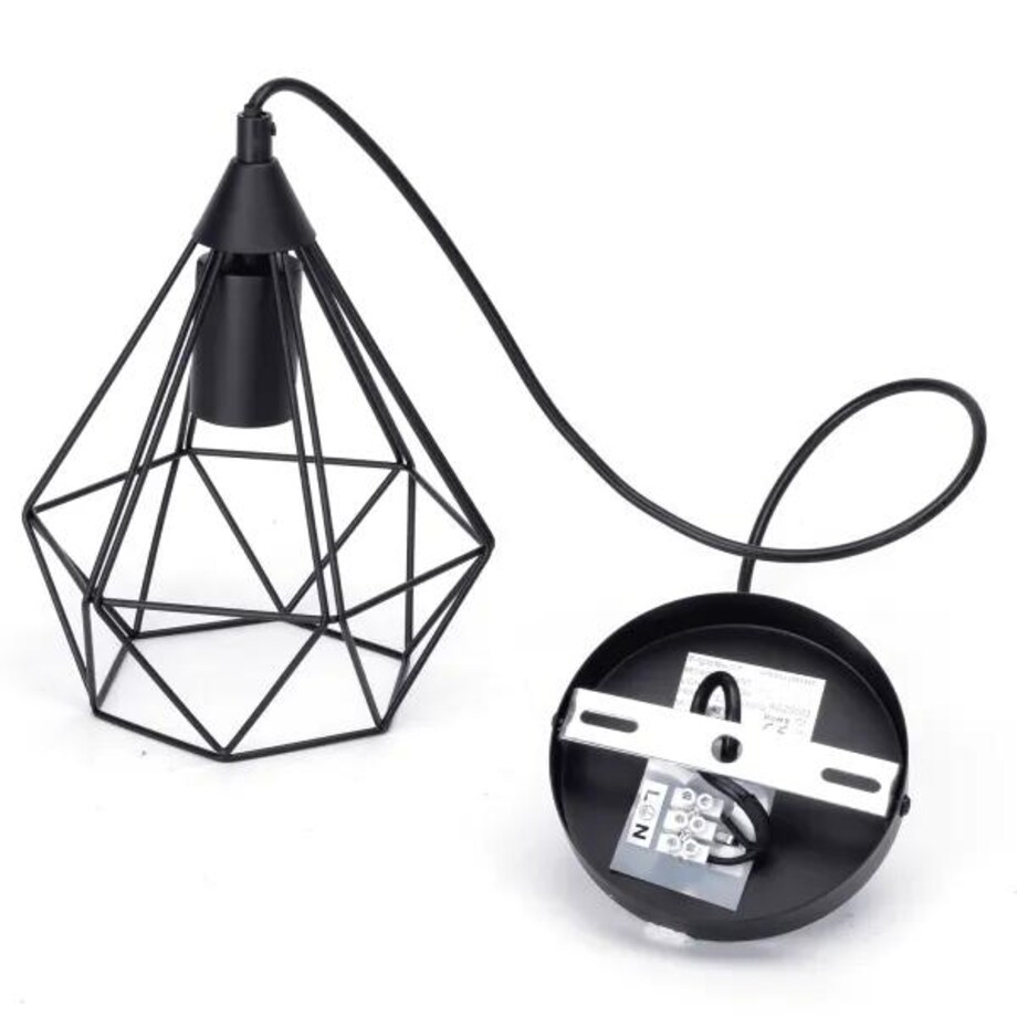 żyrandol z żelazną klatką czarny e27