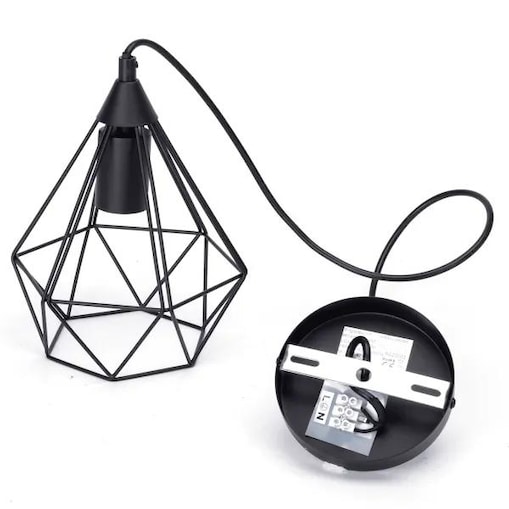 żyrandol z żelazną klatką czarny e27