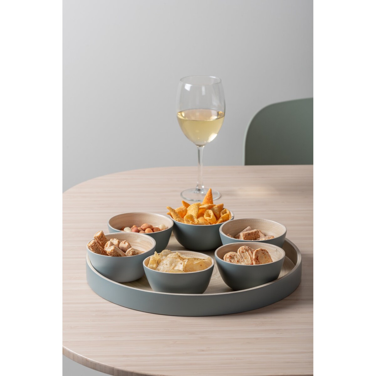 Miseczki na przekąski PURO 6 sztuk + taca