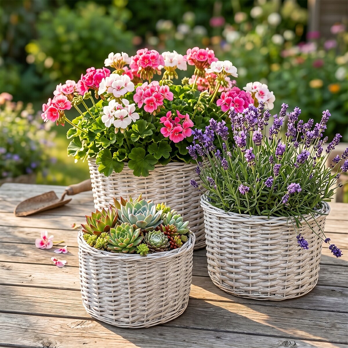 KOSZ WIKLINOWY DUŻY 50cm NA KWIATY OGRODOWY OSŁONKA DO OGRODU DOMU 3 szt