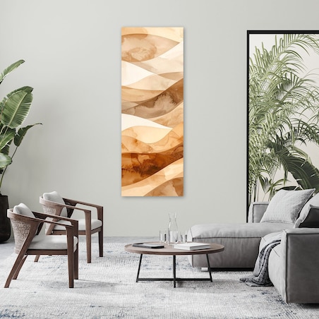 Obraz do salonu sypialni biura loftu, Abstrakcyjne fale pastelowy beżowy