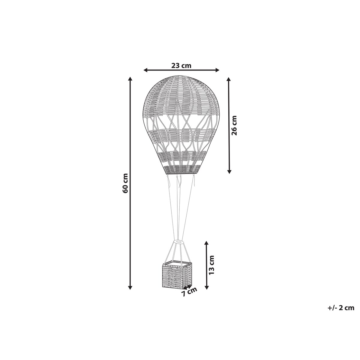Dekoracja ścienna Balon BEMBA Rattan 60 cm Naturalny