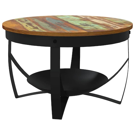 vidaXL Stolik kawowy, Ø68x43 cm, lite drewno z odzysku