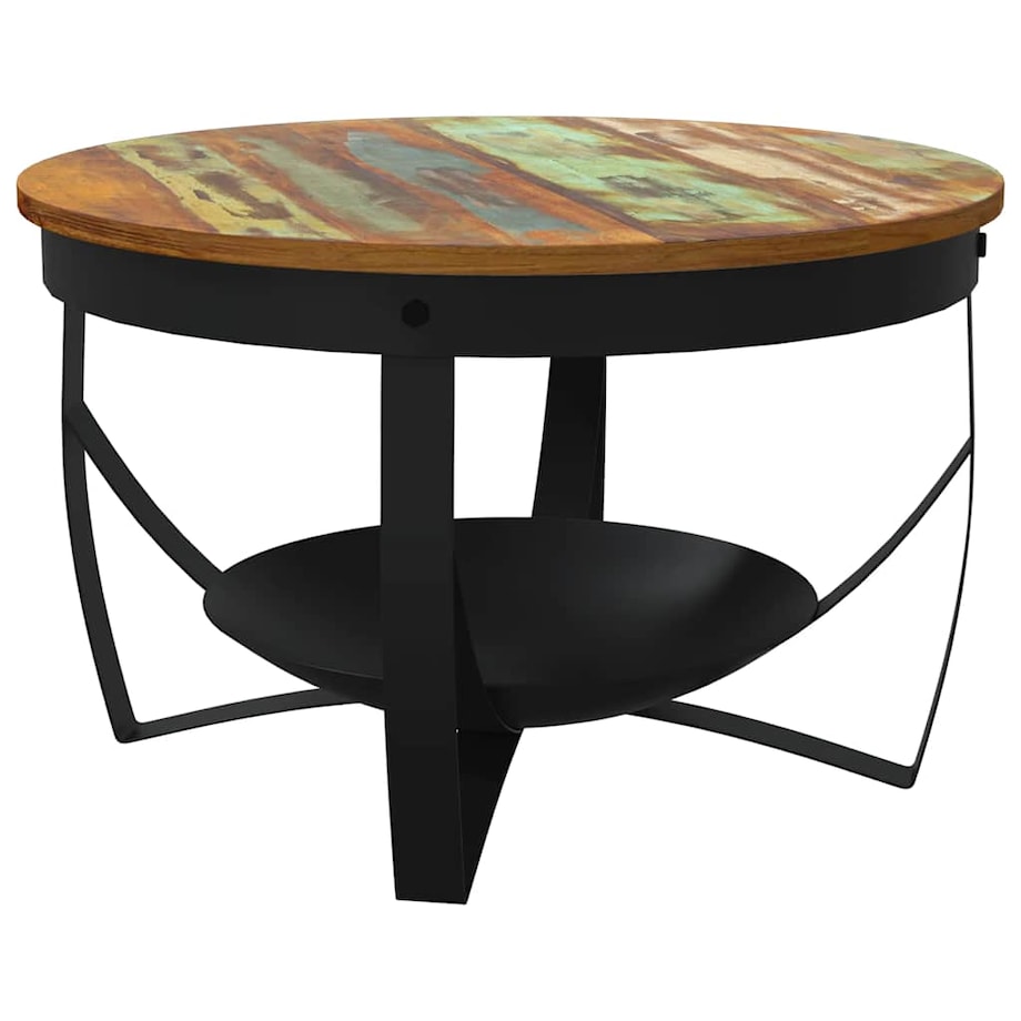 vidaXL Stolik kawowy, Ø68x43 cm, lite drewno z odzysku