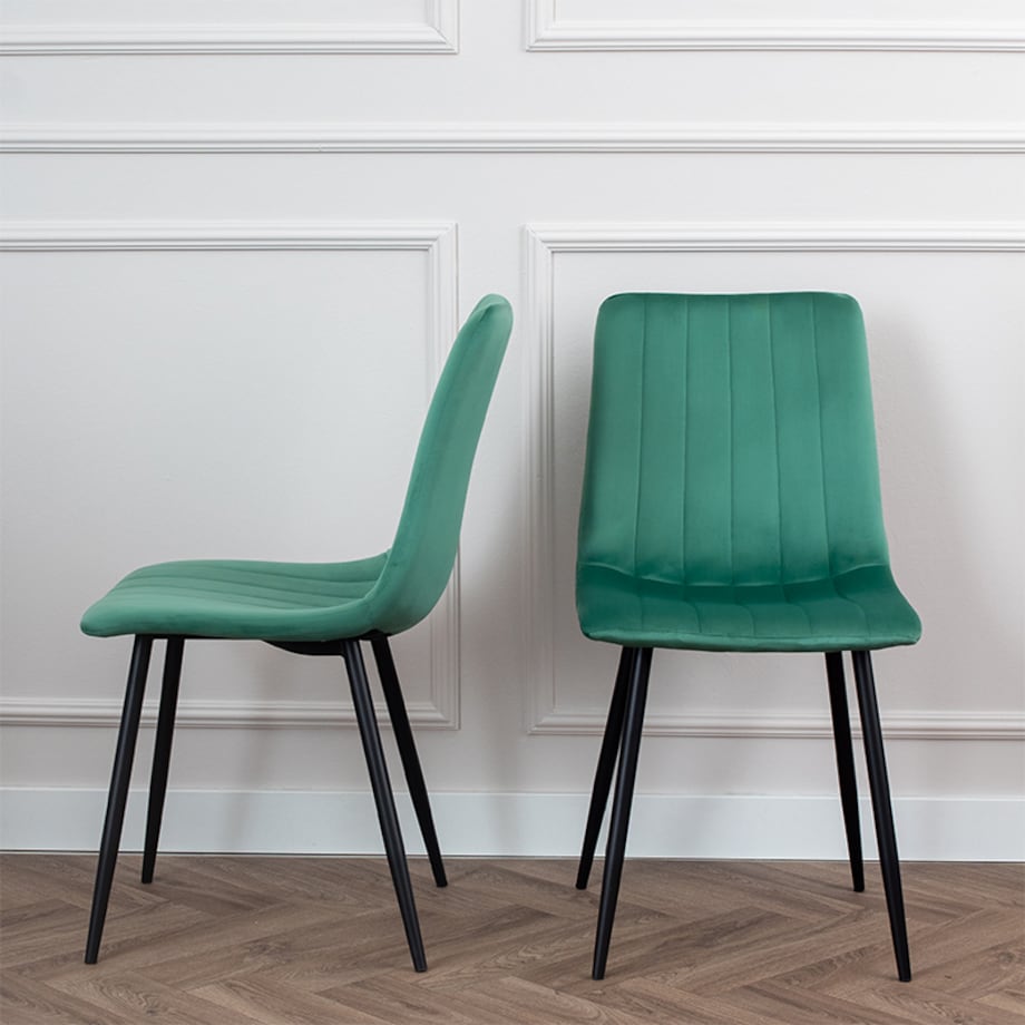Krzesło tapicerowane do salonu jadalni klasyczne welurowe zielone