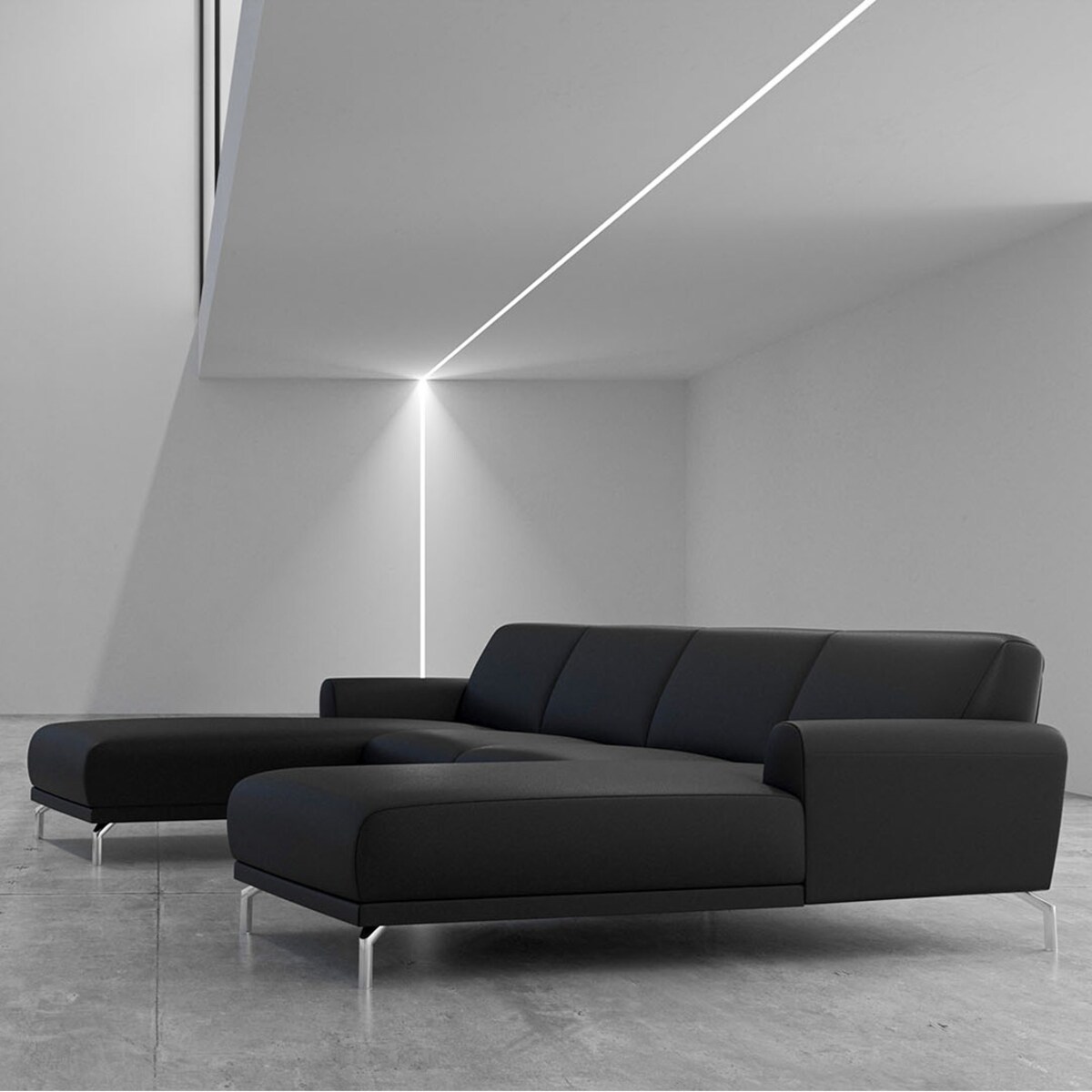 Sofa narożna podwójna Puzo Shadow ciemnoszara