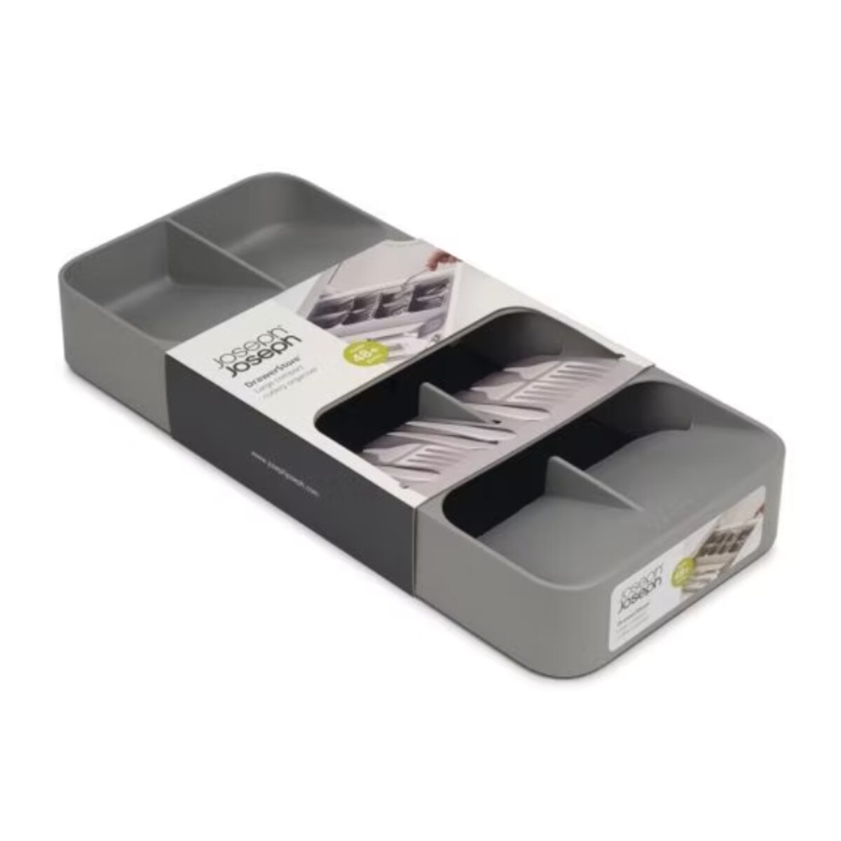 Organizer na sztućce podwójny szary DrawerStore, 5.5 x 17.6 x 39.4 cm, Joseph Joseph