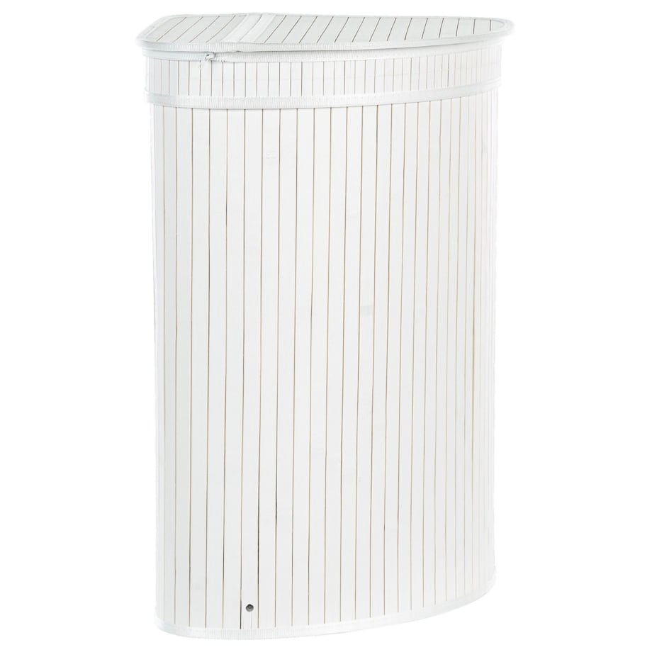 Kosz bambusowy z pokrywką biały BADULLA