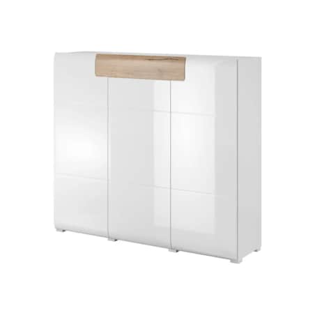 Komoda wysoka TOLEDO 3D1S biała połysk/dąb san remo