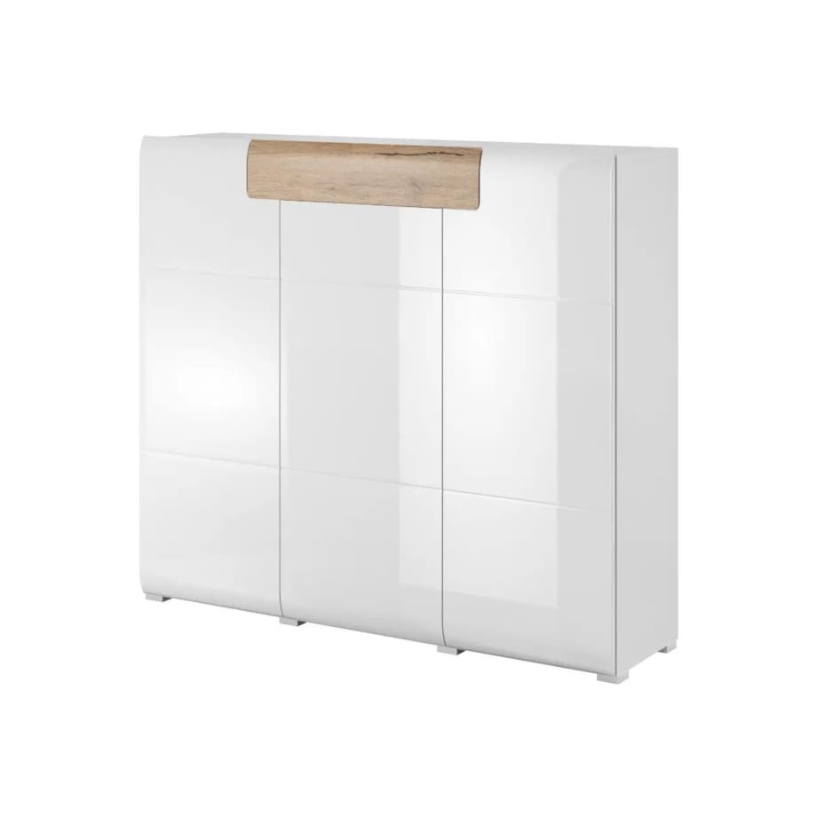 Komoda wysoka TOLEDO 3D1S biała połysk/dąb san remo