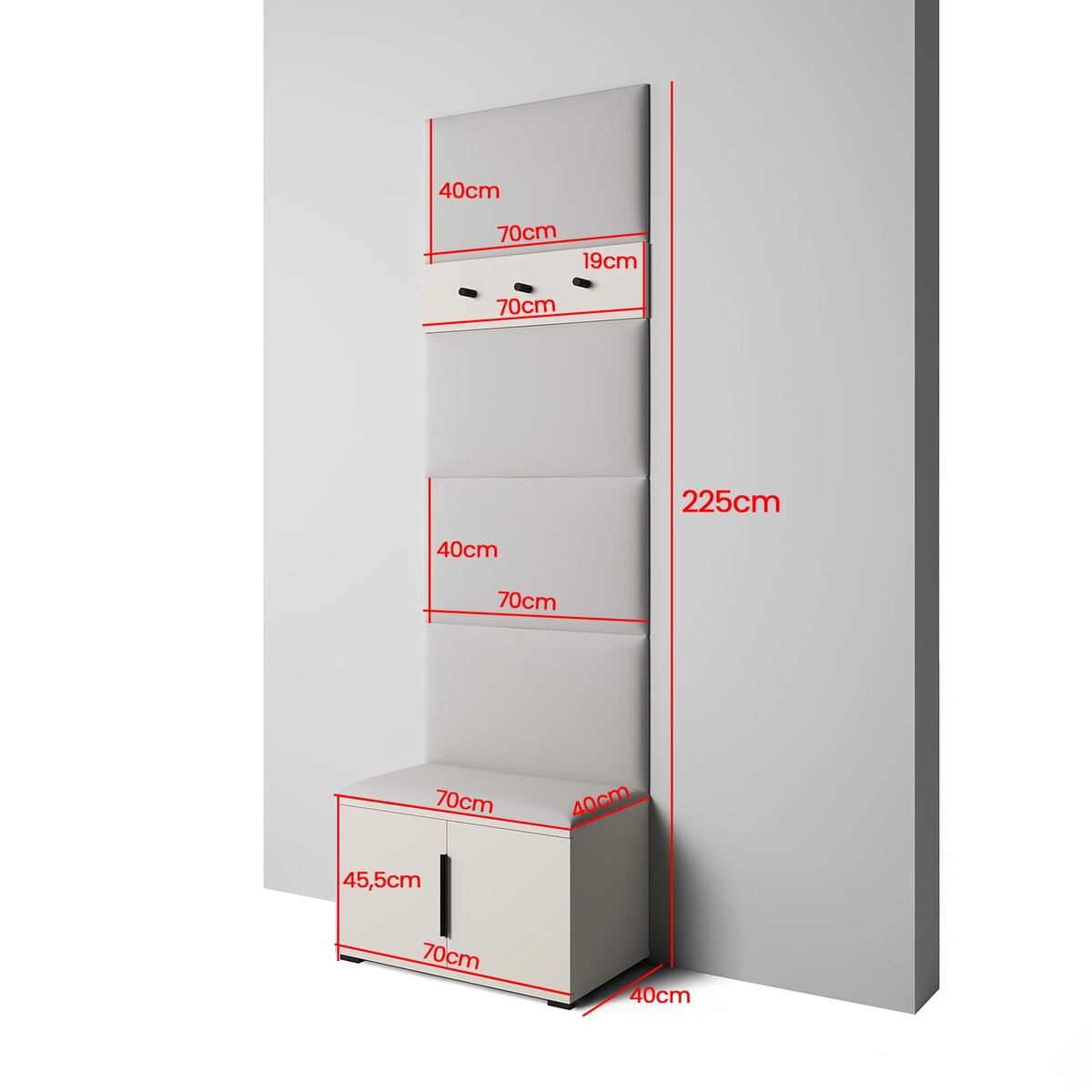 Beżowa garderoba z uchwytami Napoli wersja 6 Trinity 05
