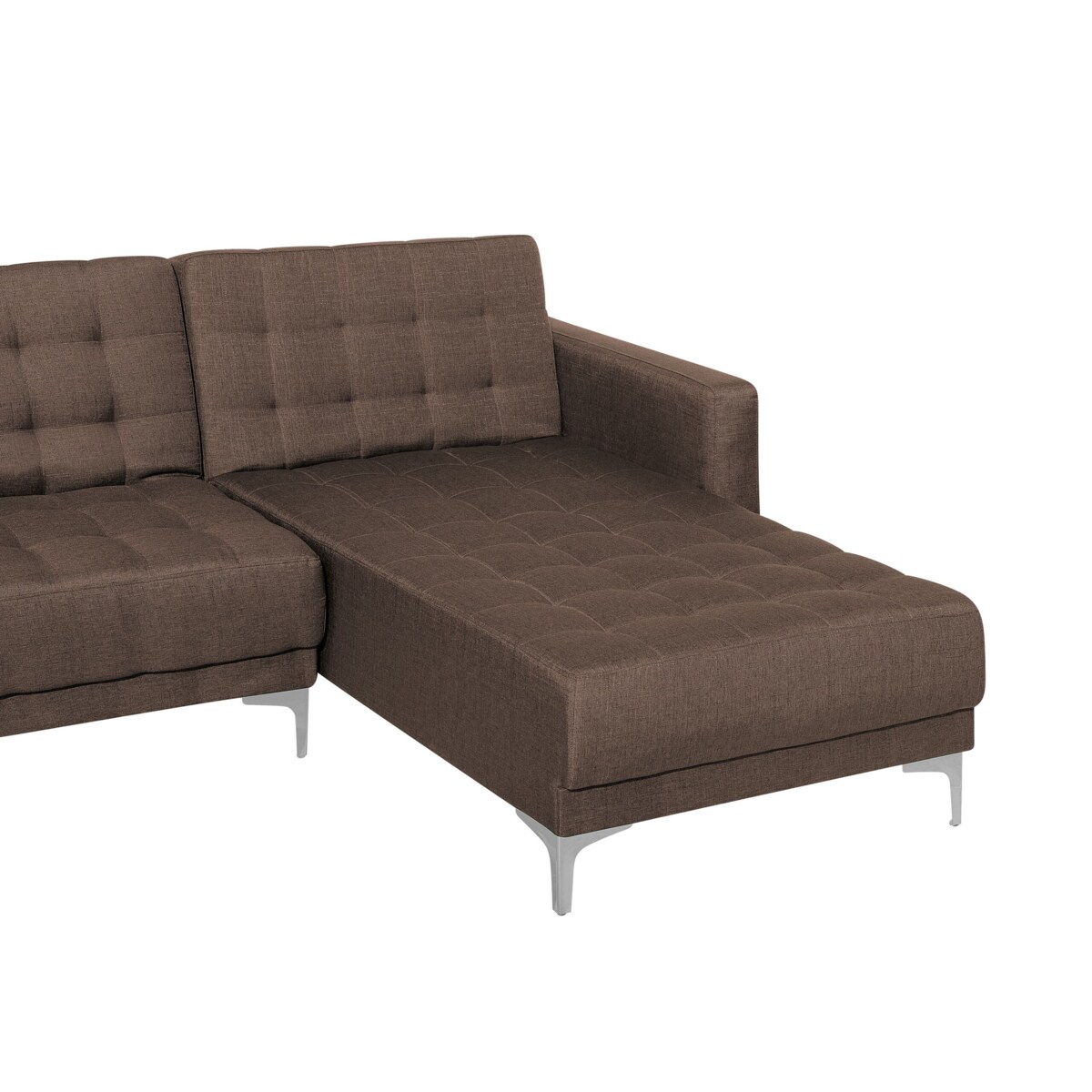 Narożnik rozkładany 4-osobowy z otomaną lewostronny brązowy ABERDEEN