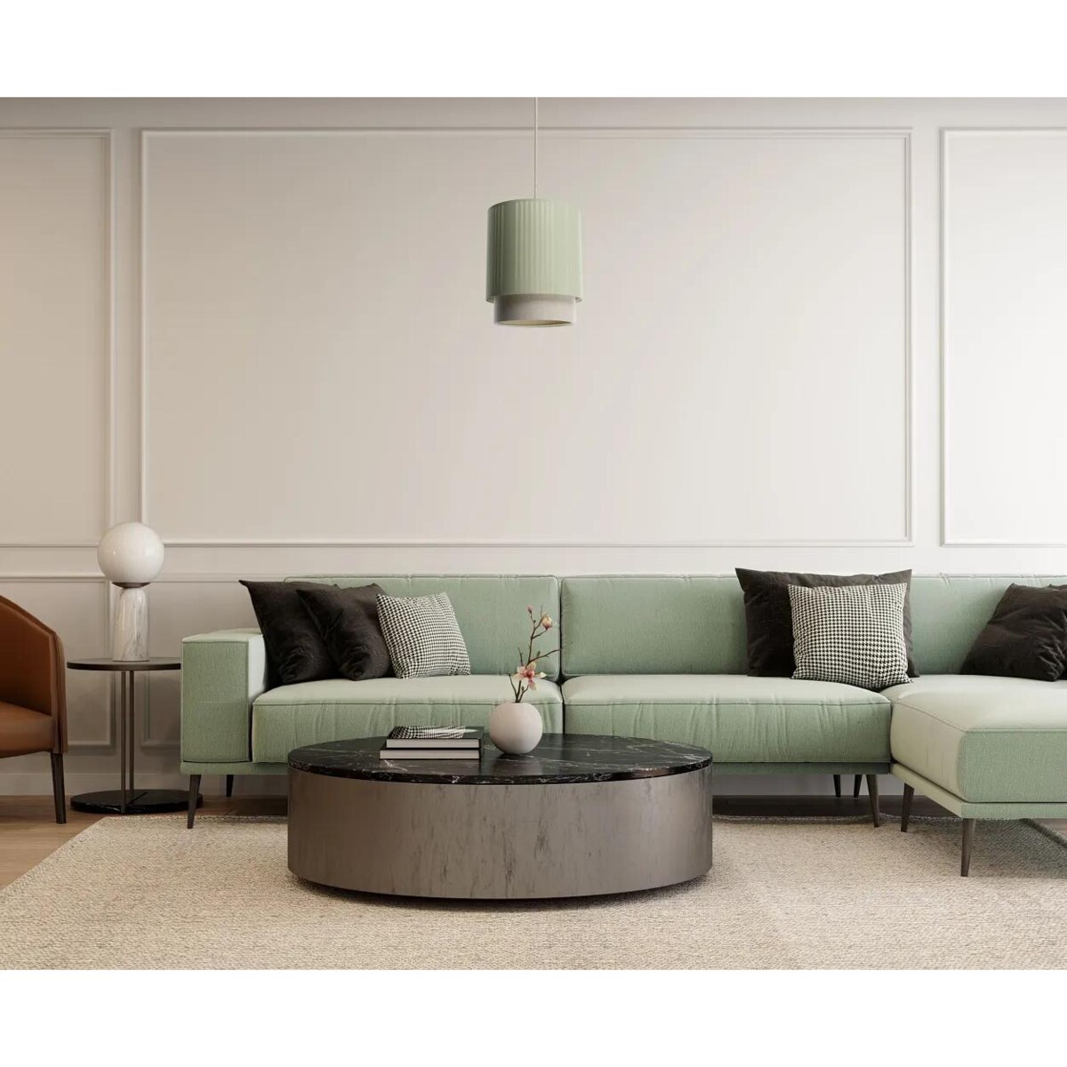 Lampa wisząca DUO LAMI LINE 30 zielona/beżowa