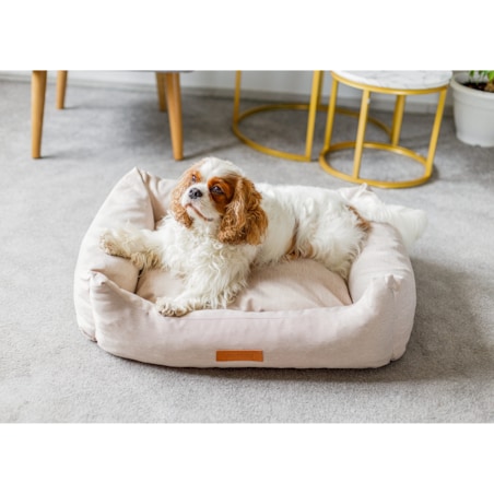 Animood Legowisko Alex rozmiar: M, kolor: beżowy, materiał: jeans imitacja