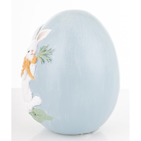 Dekoracja - jajko ozdobne 12x9x9 cm PISANKA niebieska z królikiem