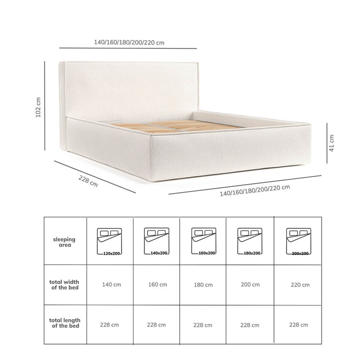 Łóżko kontynentalne SATO 160x200 z pojemnikiem, Granatowy, tkanina Modesto 485