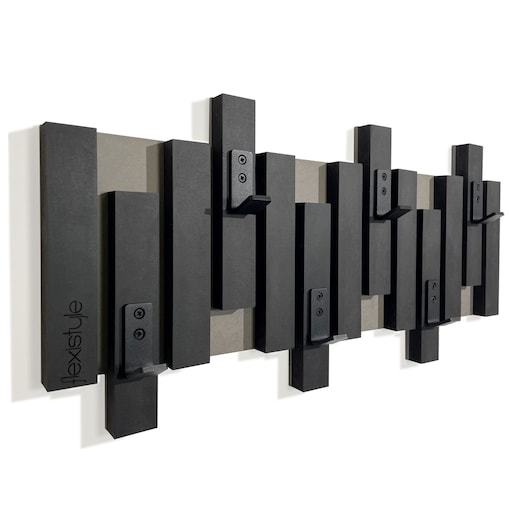 Czarny wieszak ścienny na ubrania Lamele Mini 60cm