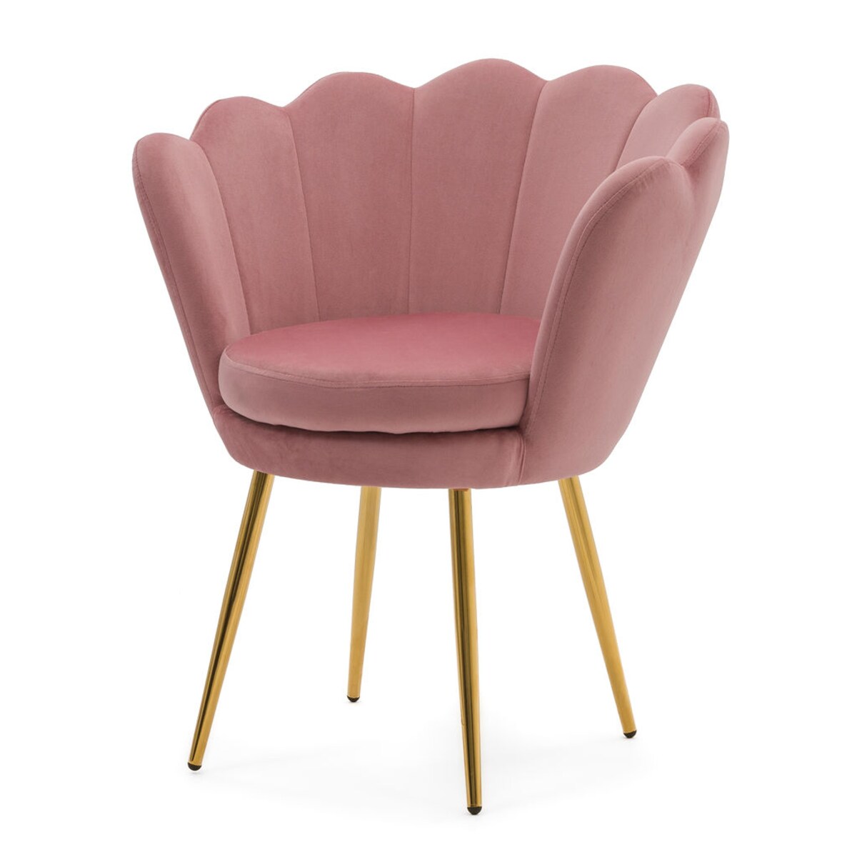 Muszelka krzesło welurowe różowe SHELL złote nogi do toaletki salonu biura