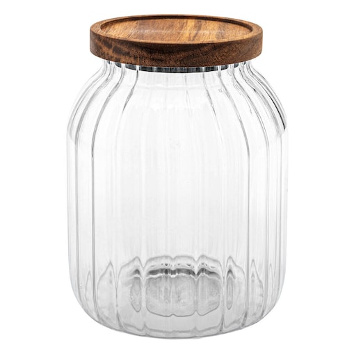 Szklany słoik z drewnianą pokrywką HARMONY, 2 l