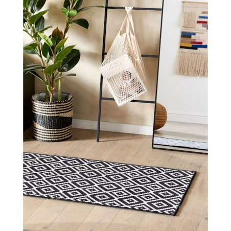 Dywan 60 x 200 cm czarno-biały KARUNGAL