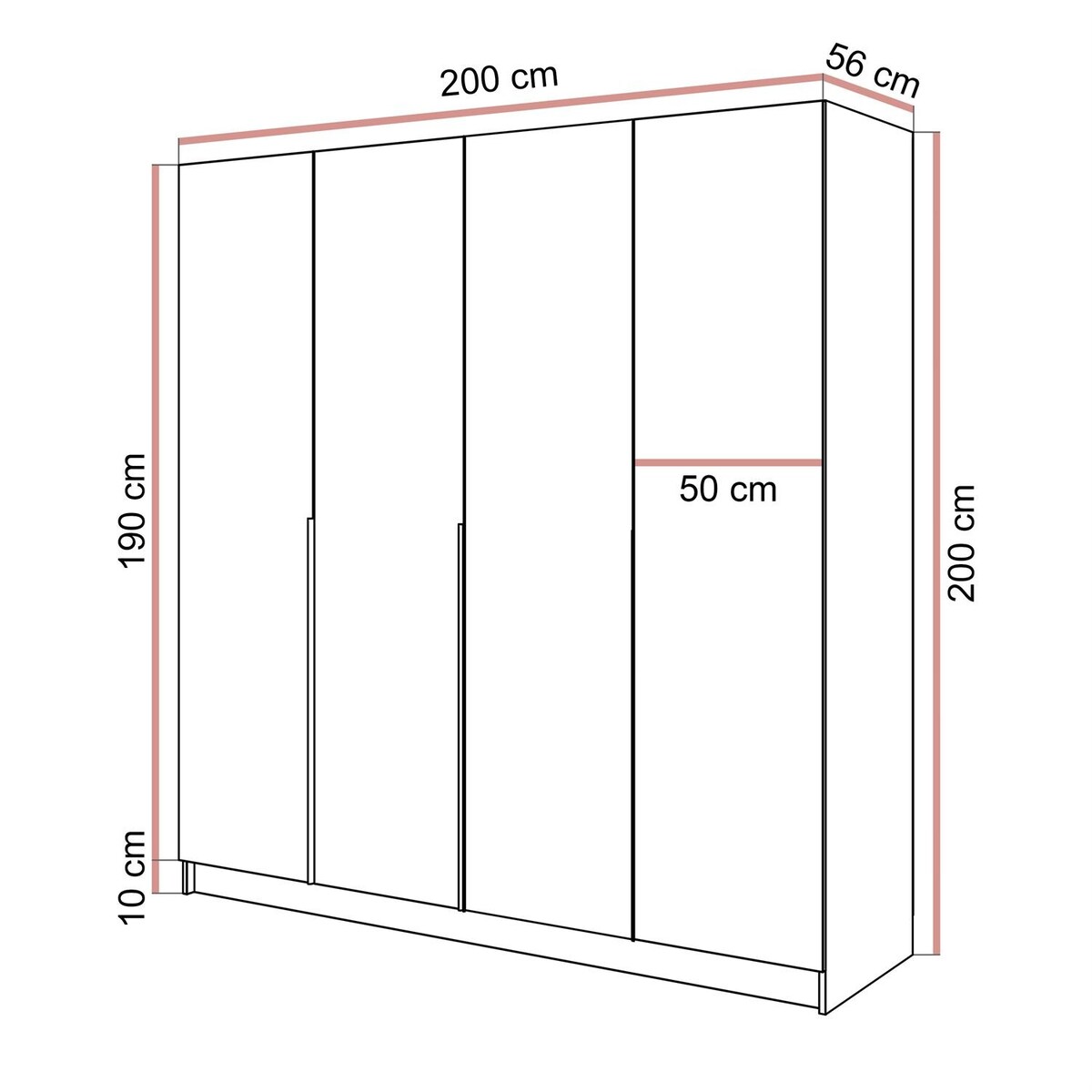 Czterodrzwiowa szafa SAVAGE 4D KASZMIR
